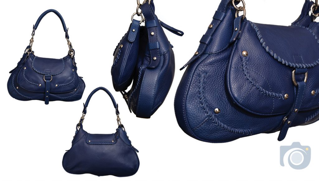 Watford Photographers – large blue leather handbag product photos